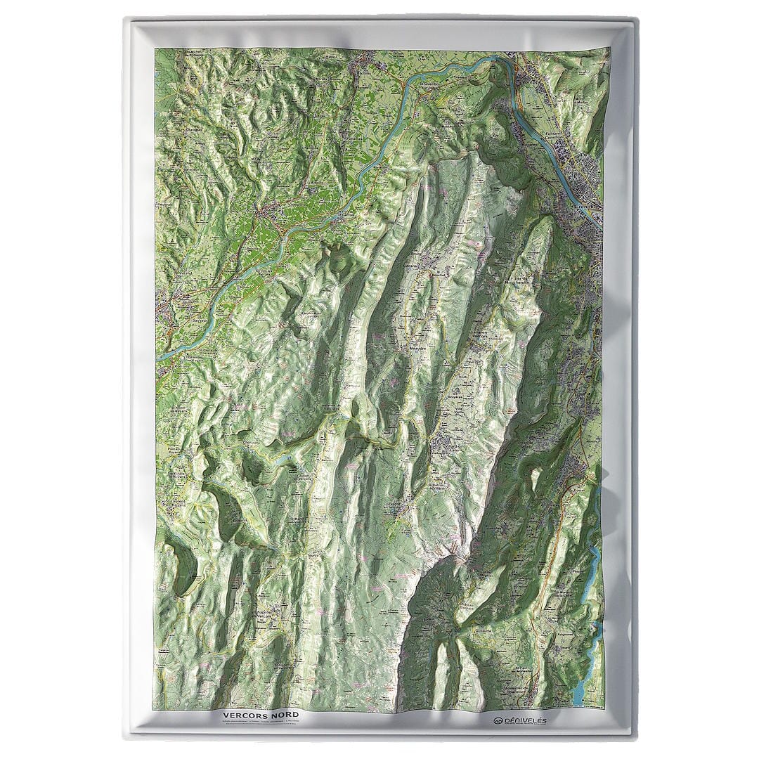 Carte en relief - Vercors Nord - 50 x 70 cm | Dénivelés Editions carte en relief Dénivelés Editions 