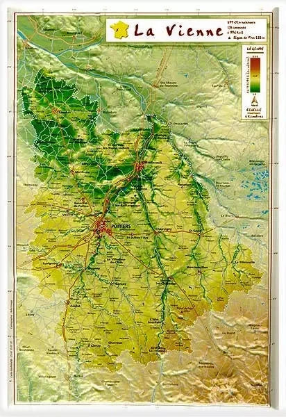 Carte en relief - Vienne - 31 X 21 cm | Relief Editions carte en relief Reliefs Editions 