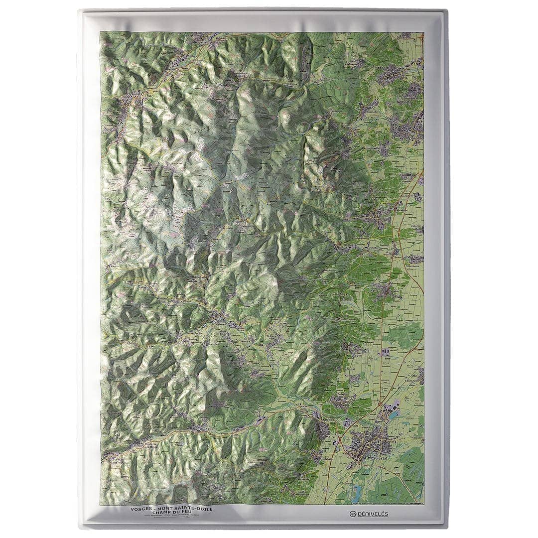 Carte en relief - Vosges : Mont Sainte Odile, Champ du Feu - 50 x 70 cm | Dénivelés Editions carte en relief Dénivelés Editions
