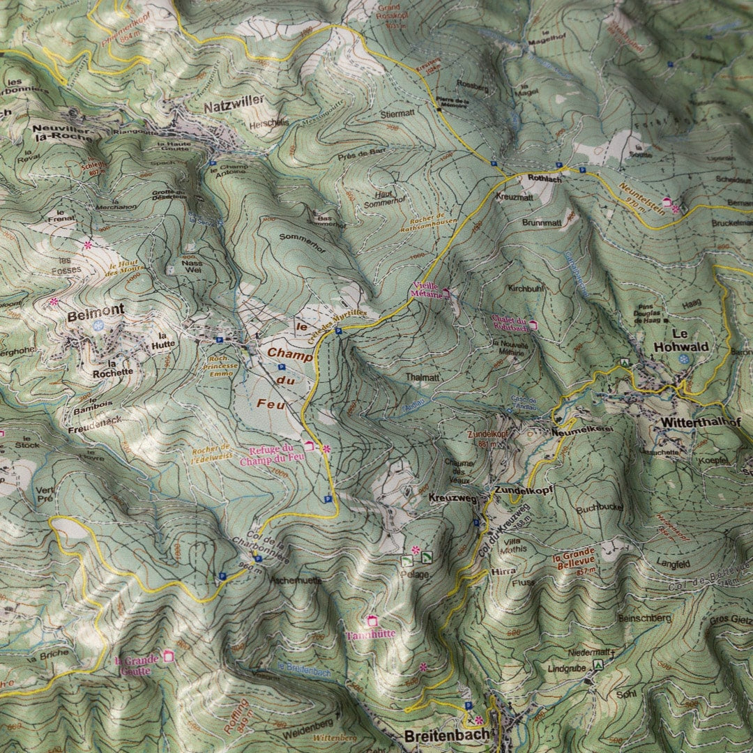 Carte en relief - Vosges : Mont Sainte Odile, Champ du Feu - 50 x 70 cm | Dénivelés Editions carte en relief Dénivelés Editions