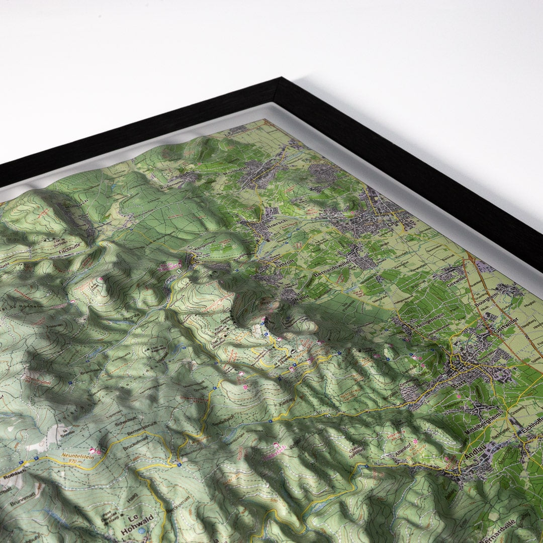 Carte en relief - Vosges : Mont Sainte Odile, Champ du Feu - 50 x 70 cm | Dénivelés Editions carte en relief Dénivelés Editions