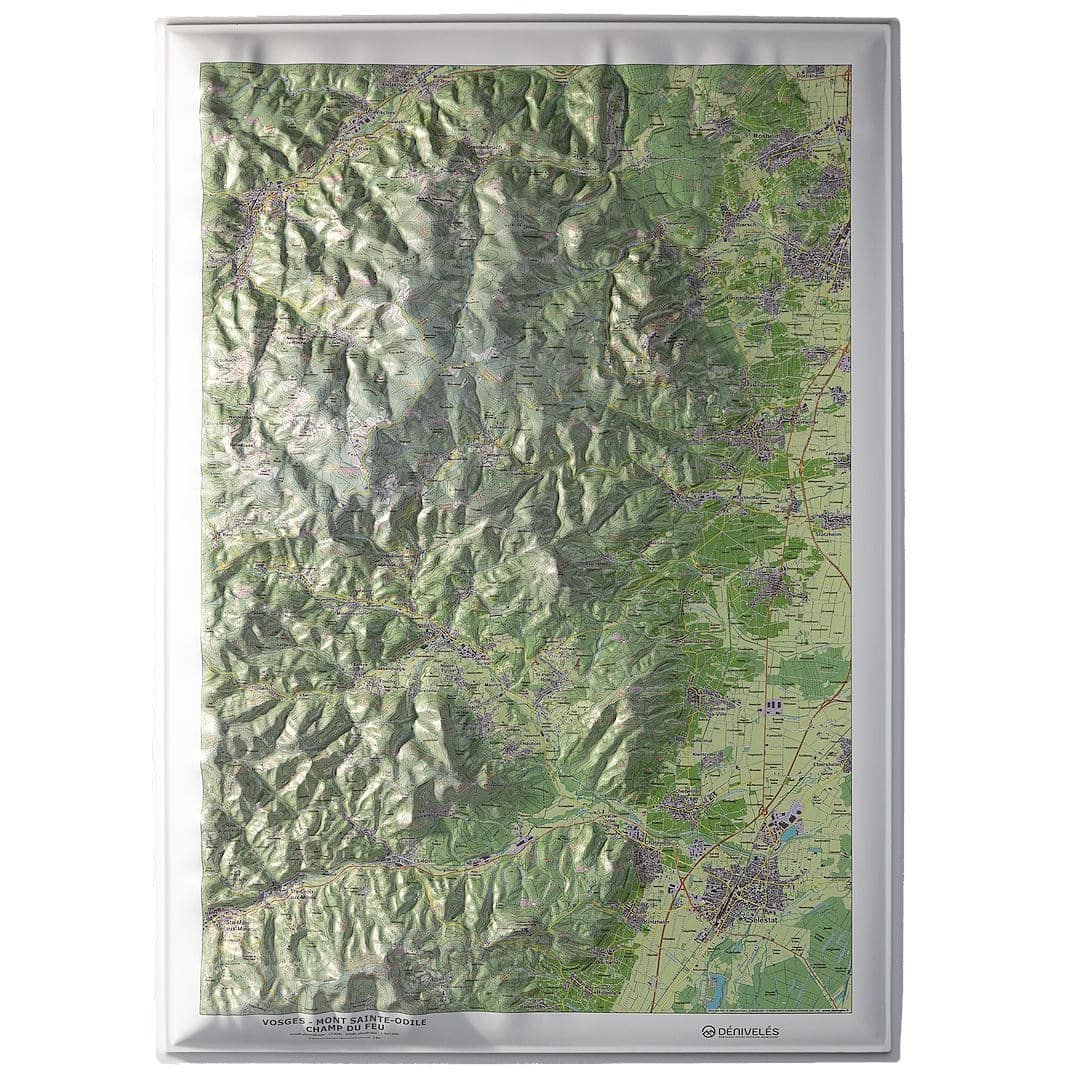 Carte en relief - Vosges : Mont Sainte Odile, Champ du Feu - 50 x 70 cm | Dénivelés Editions carte en relief Dénivelés Editions