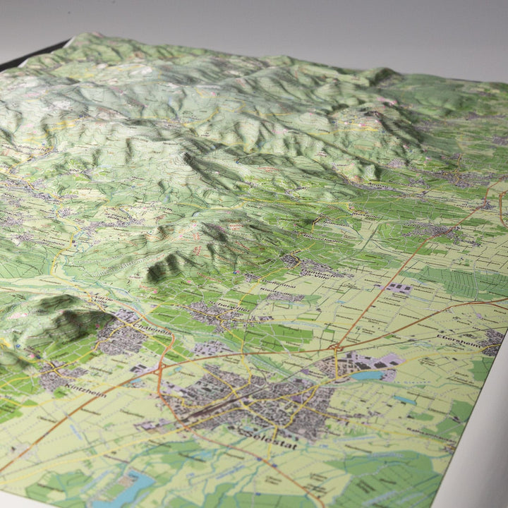 Carte en relief - Vosges : Mont Sainte Odile, Champ du Feu - 50 x 70 cm | Dénivelés Editions carte en relief Dénivelés Editions