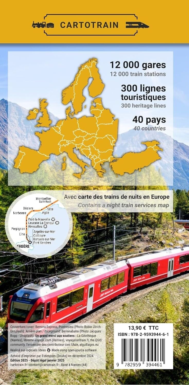 Carte - Europe : Voyage en train | Cartotrain carte routière Cartotrain