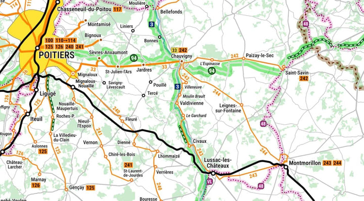 Carte ferroviaire & bus - Grand Ouest : voyager sans voiture | Cartotrain carte routière Cartotrain