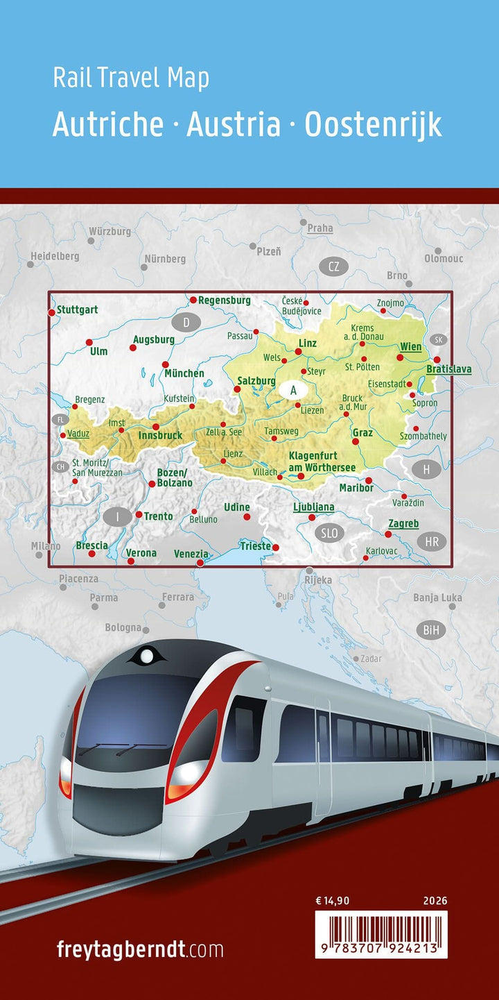 Carte ferrovière - Autriche | Freytag & Berndt carte routière Freytag & Berndt 