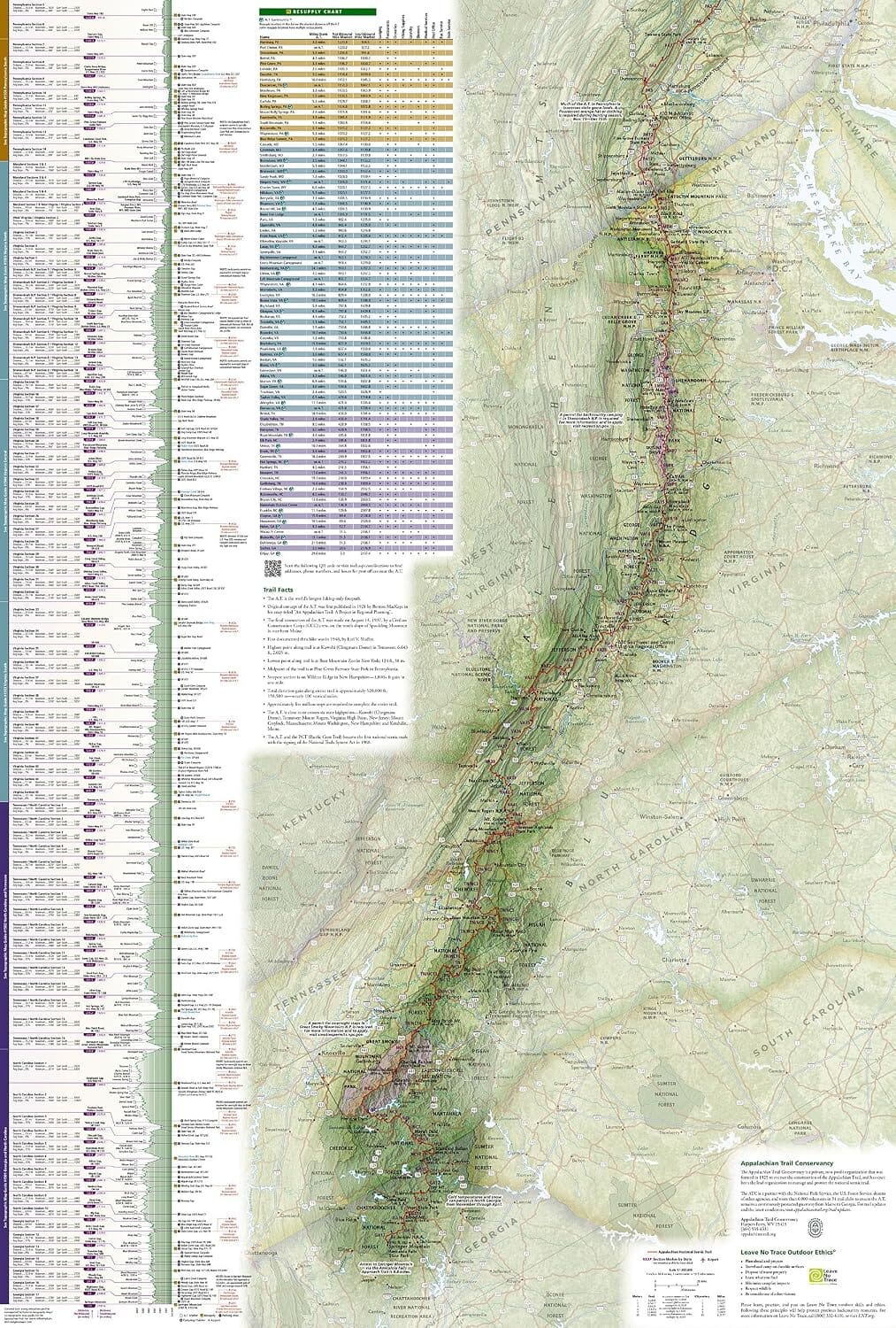 Carte générale - Appalachian Trail | National Geographic carte de randonnée National Geographic 