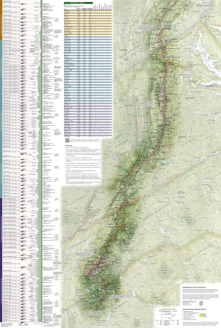 Carte générale - Appalachian Trail | National Geographic carte de randonnée National Geographic 