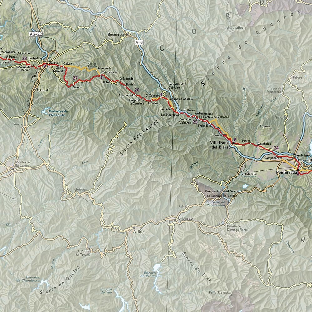 Carte générale - Camino de Santiago, Camino Francés | National Geographic carte de randonnée National Geographic 