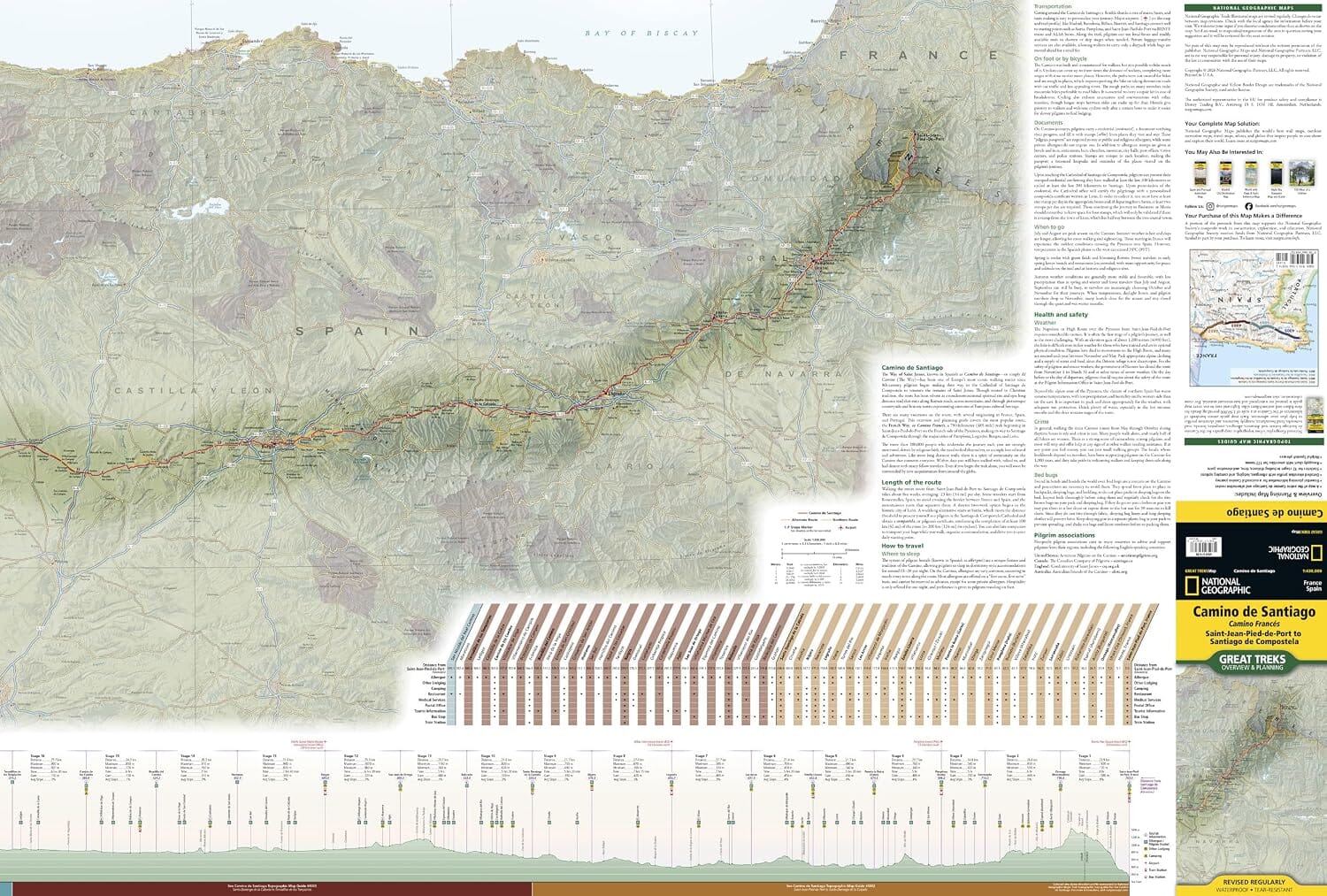 Carte générale - Camino de Santiago, Camino Francés | National Geographic carte de randonnée National Geographic 