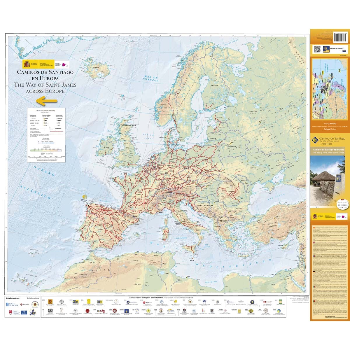 Carte générale - Chemin de Saint-Jacques en Europe | CNIG carte routière CNIG