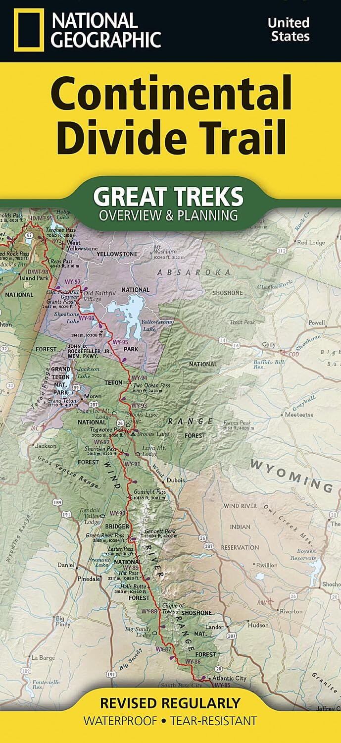 Carte générale - Continental Divide Trail | National Geographic carte de randonnée National Geographic 