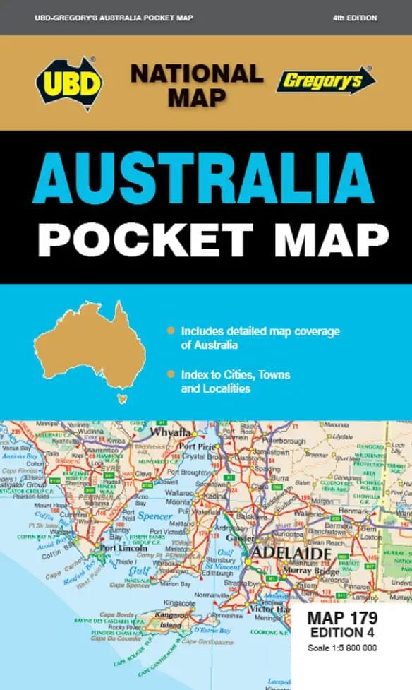 Carte générale de poche - Australie, n° 179 | UBD Gregory's carte routière UBD Gregory's