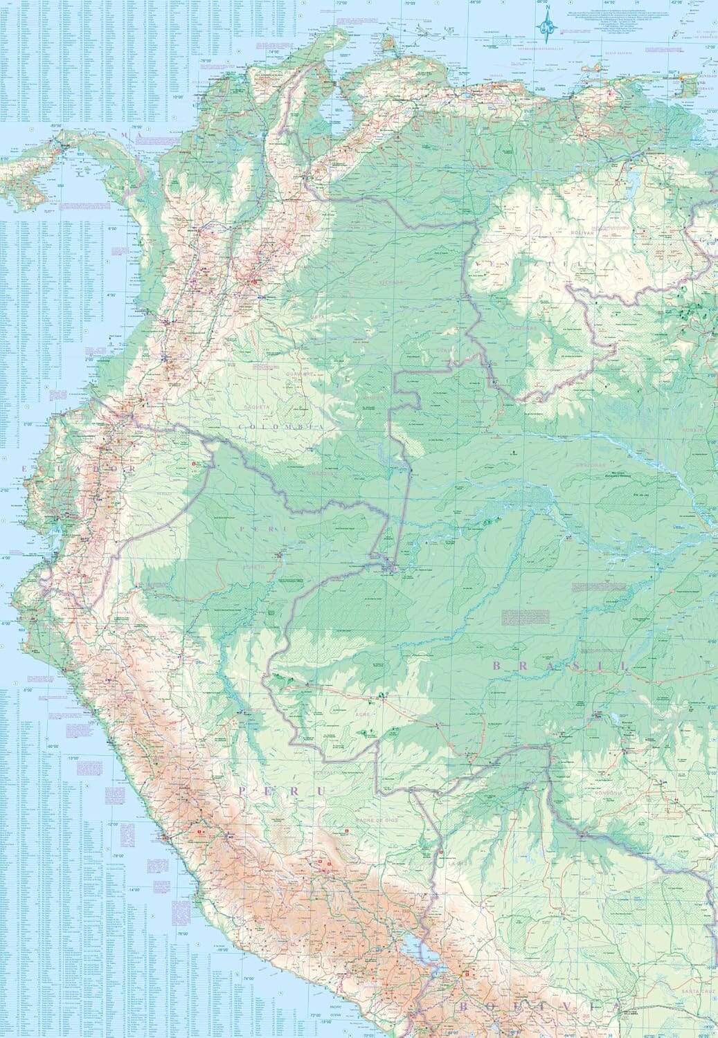 Carte générale - Nord de l’Amérique du Sud | ITM - 1:3 500 000 carte routière ITM 