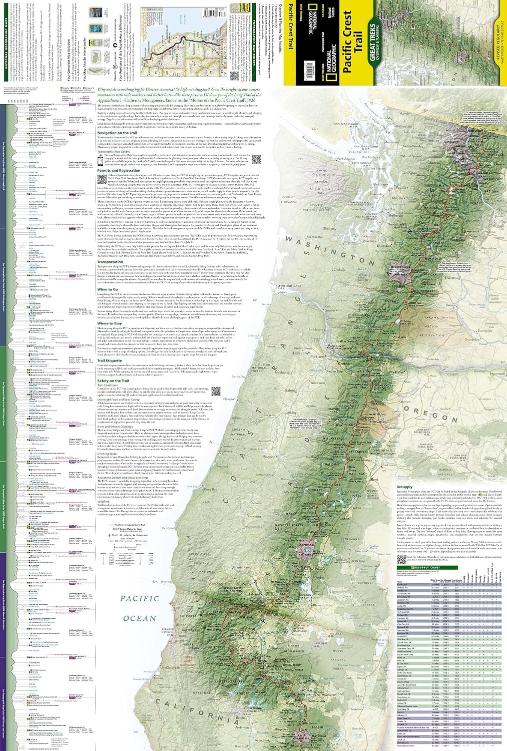 Carte générale - Pacific Crest Trail | National Geographic carte de randonnée National Geographic 