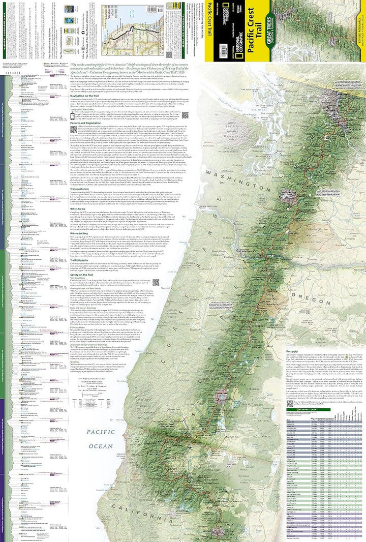 Carte générale - Pacific Crest Trail | National Geographic carte de randonnée National Geographic 