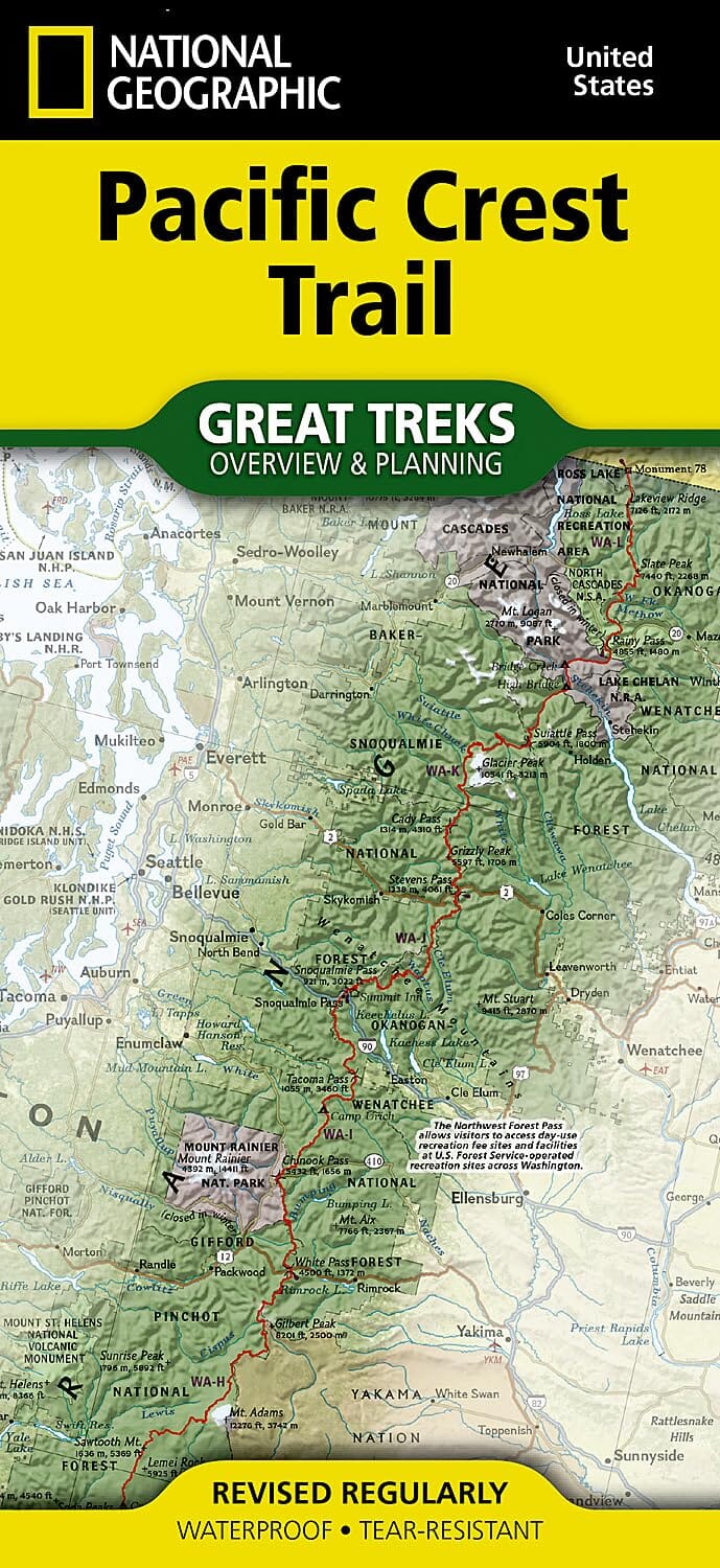 Carte générale - Pacific Crest Trail | National Geographic carte de randonnée National Geographic 