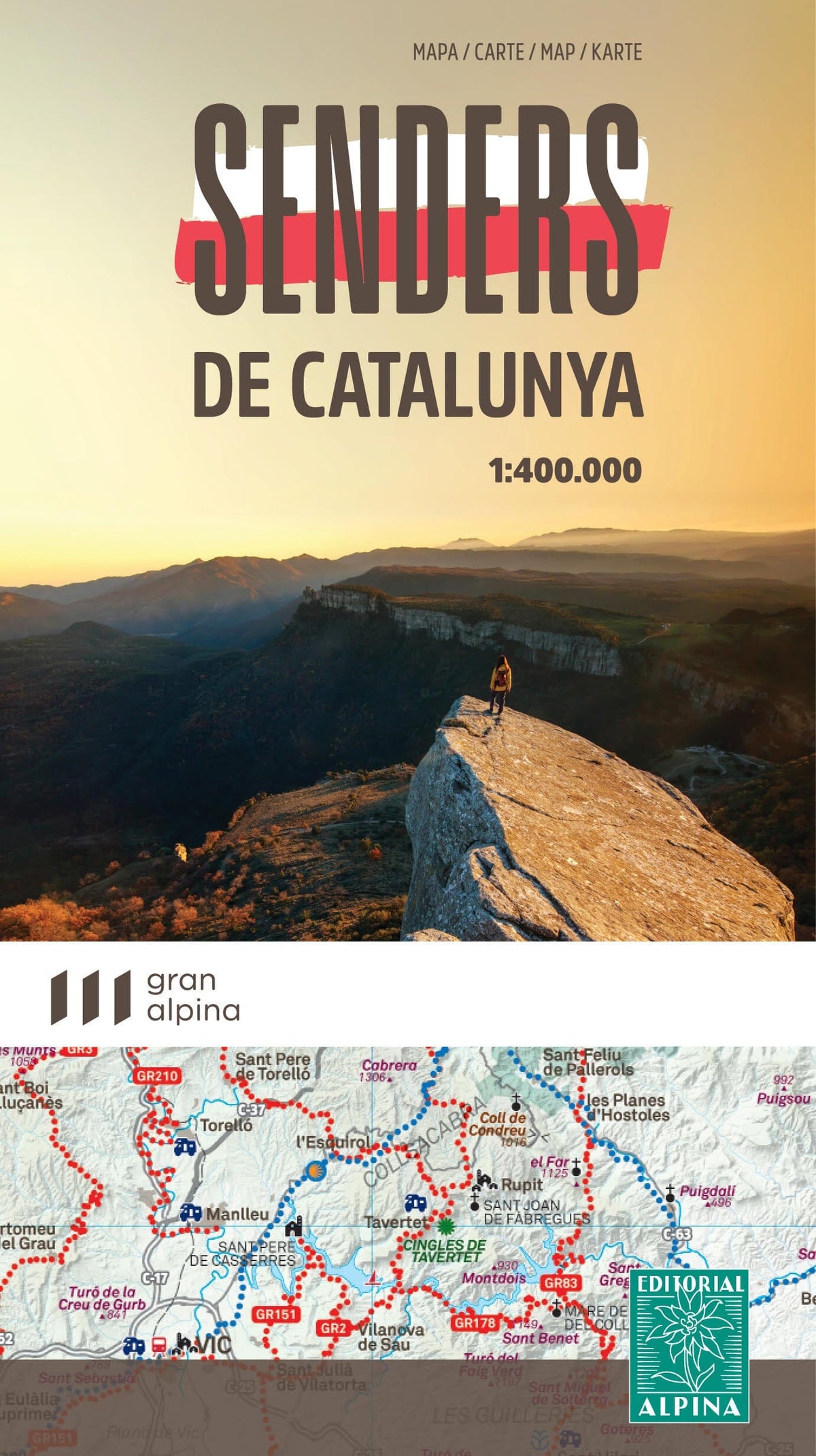 Carte générale - Sentiers de Catalogne | Alpina - 1:400 000 carte routière Editorial Alpina 