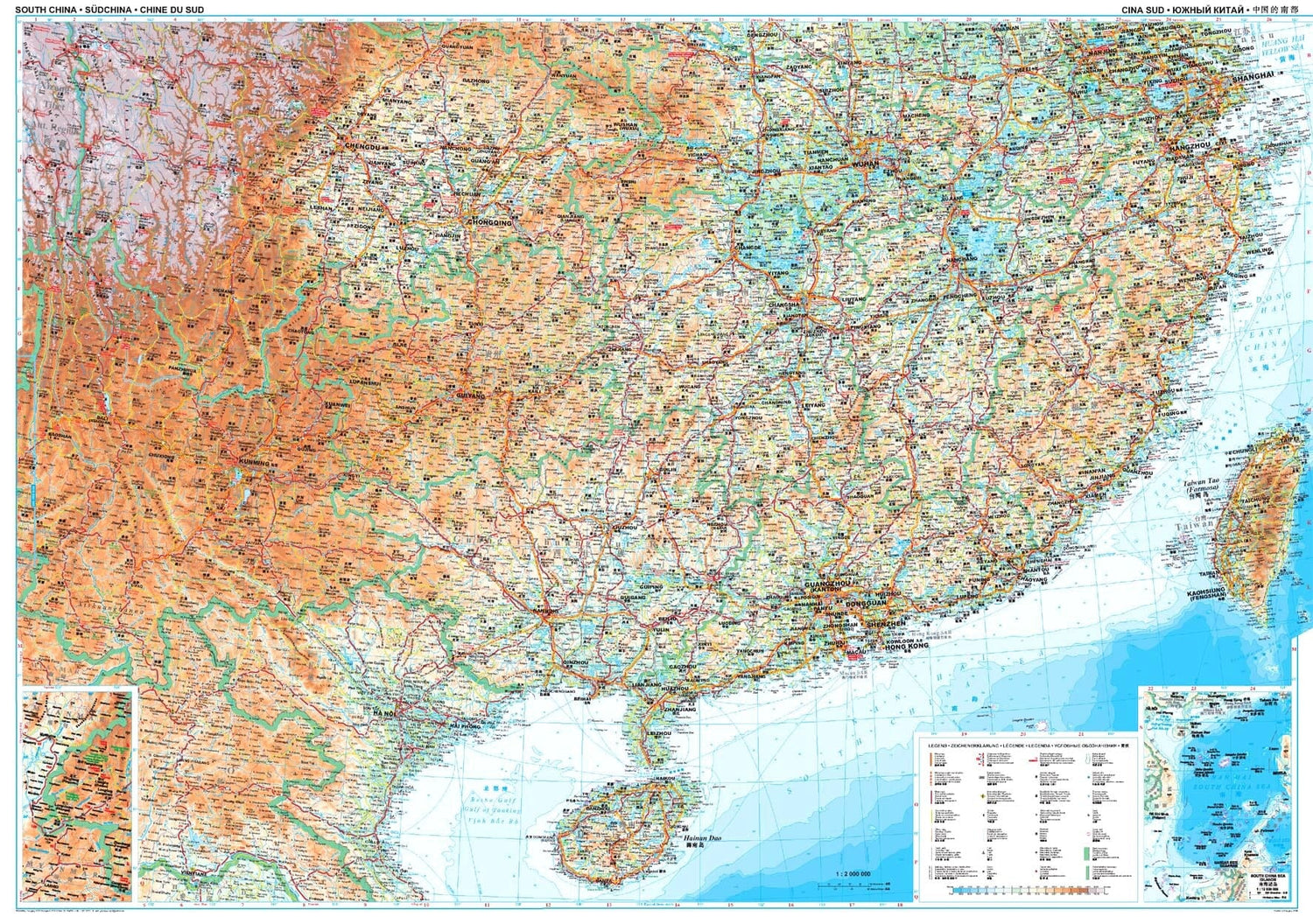 Carte géographique - Chine Sud 1 | Gizi Map carte routière Gizi Map