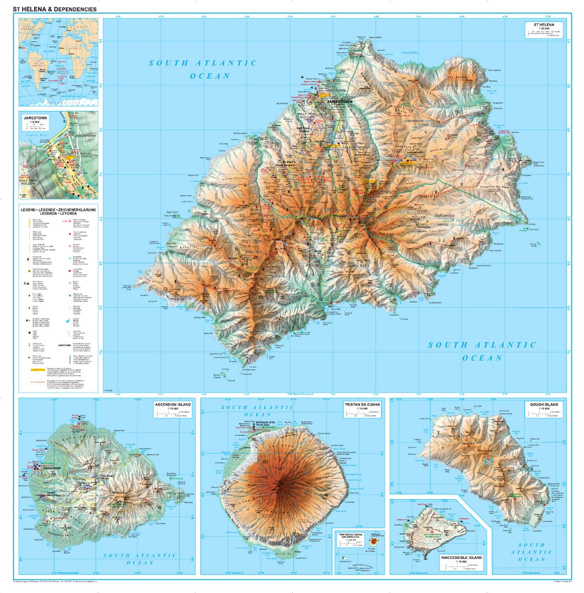 Carte géographique - îles Sainte Hélène, Ascension et Tristan Da Cunha | Gizi Map carte routière Gizi Map