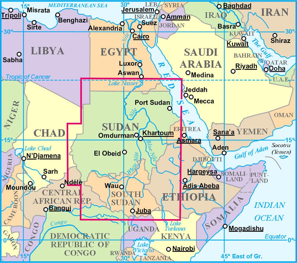 Carte géographique - Soudan & sud-Soudan | Gizi Map carte routière Gizi Map