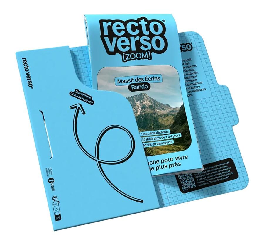 Carte-guide de randonnée - 15 randonnées dans le massif des Écrins | Recto Verso carte de randonnée Recto Verso 