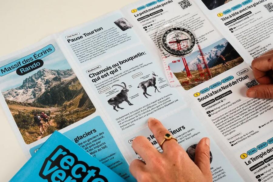 Carte-guide de randonnée - 15 randonnées dans le massif des Écrins | Recto Verso carte de randonnée Recto Verso 