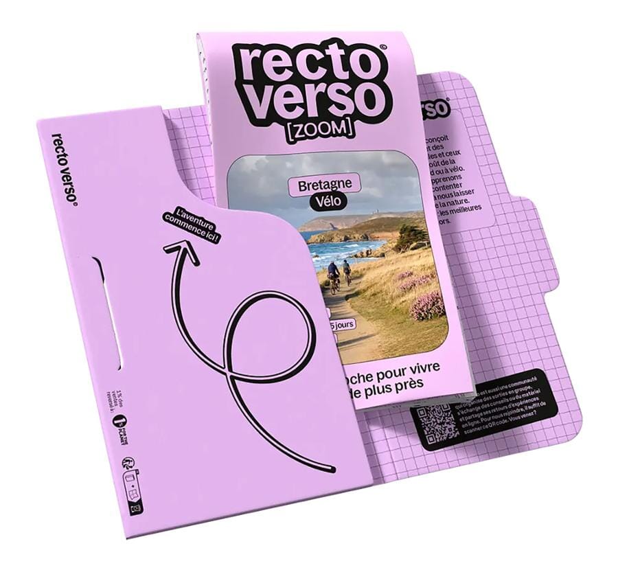 Carte-guide vélo - 15 aventures à vélo en Bretagne | Recto Verso carte de randonnée Recto Verso 