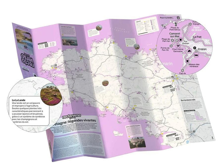 Carte-guide vélo - 15 aventures à vélo en Bretagne | Recto Verso carte de randonnée Recto Verso 