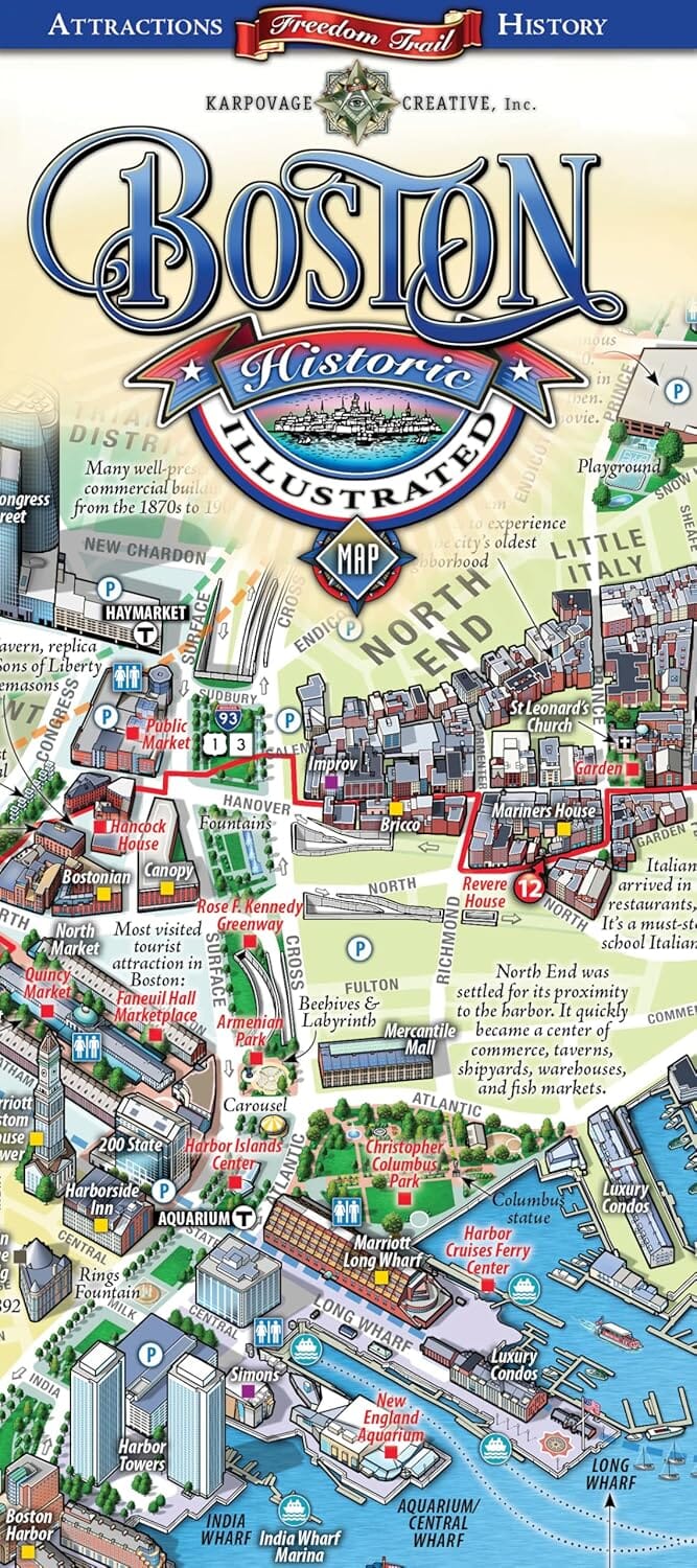 Carte historique illustrée - Boston | Karpovage Creative plan de ville Karpovage Creative 
