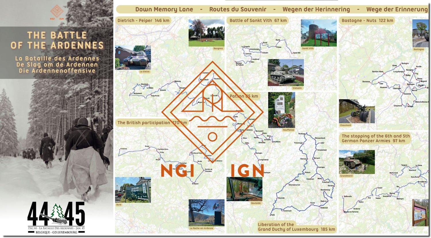 Carte historique - La Bataille des Ardennes 1944-1945 | IGN Belgique carte routière IGN Belgique 