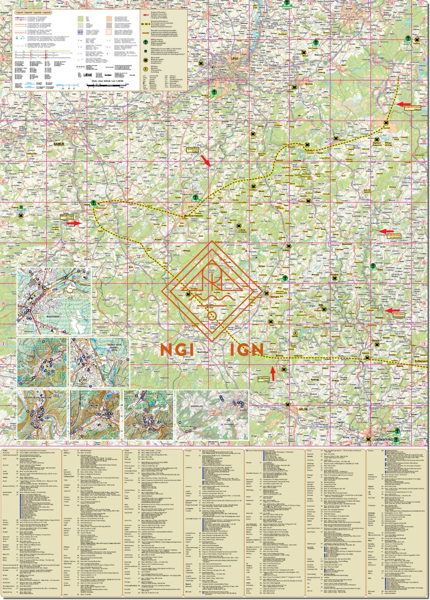 Carte historique - La Bataille des Ardennes 1944-1945 | IGN Belgique carte routière IGN Belgique 