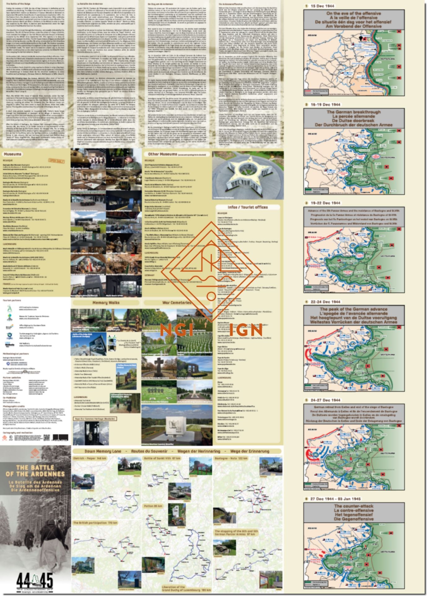 Carte historique - La Bataille des Ardennes 1944-1945 | IGN Belgique carte routière IGN Belgique 