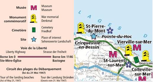 Carte historique - Normandie - Jour J - 6 Juin 1944 | IGN carte routière IGN