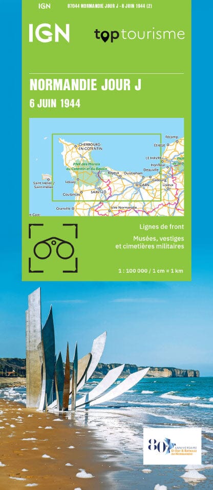Carte historique - Normandie - Jour J - 6 Juin 1944 | IGN carte routière IGN