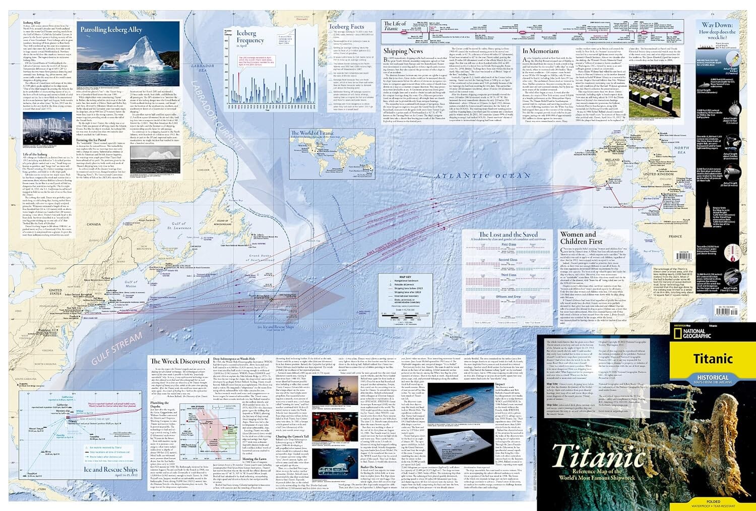 Carte historique - Titanic | National Geographic carte routière National Geographic