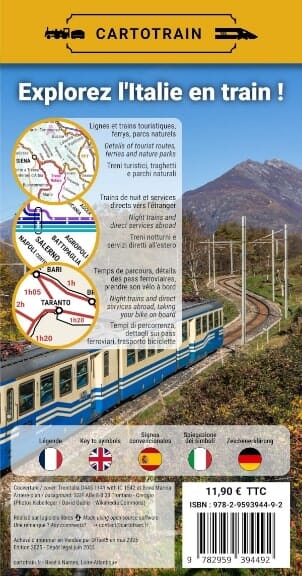 Carte - Italie : Voyage en train | Cartotrain carte routière Cartotrain