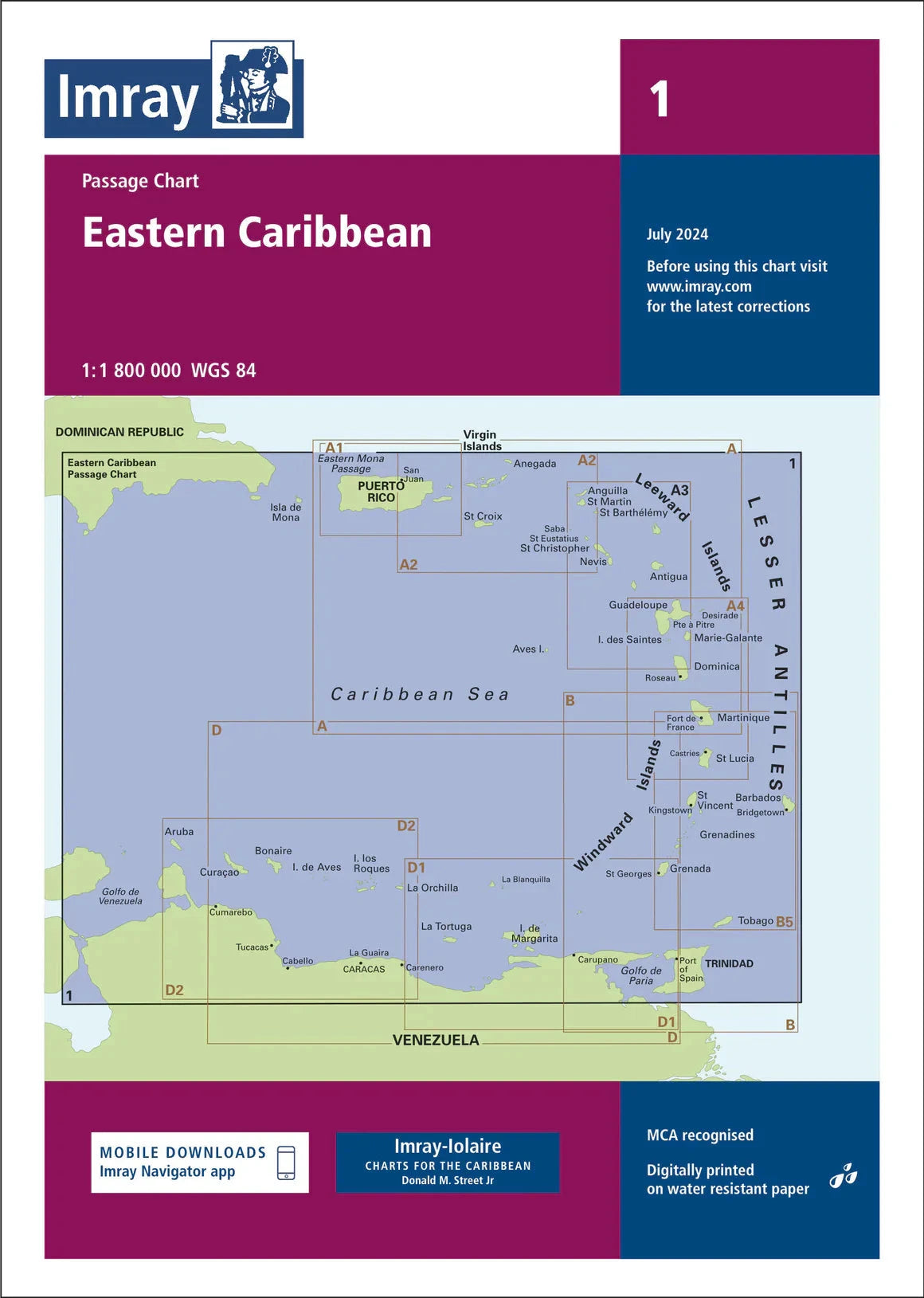 Carte marine 1 - Eastern Caribbean 1/1.8M | Imray carte marine Imray 