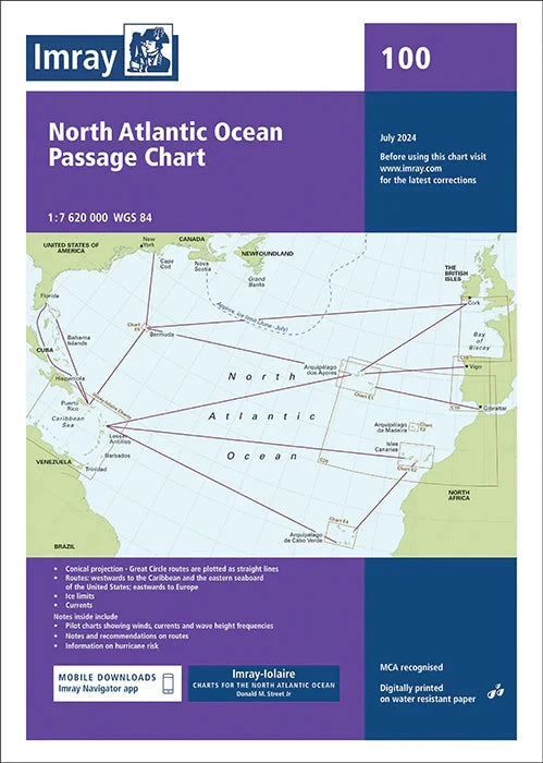 Carte marine 100 - North Atlantic Ocean Passage Chart 1/120 | Imray carte marine Imray 