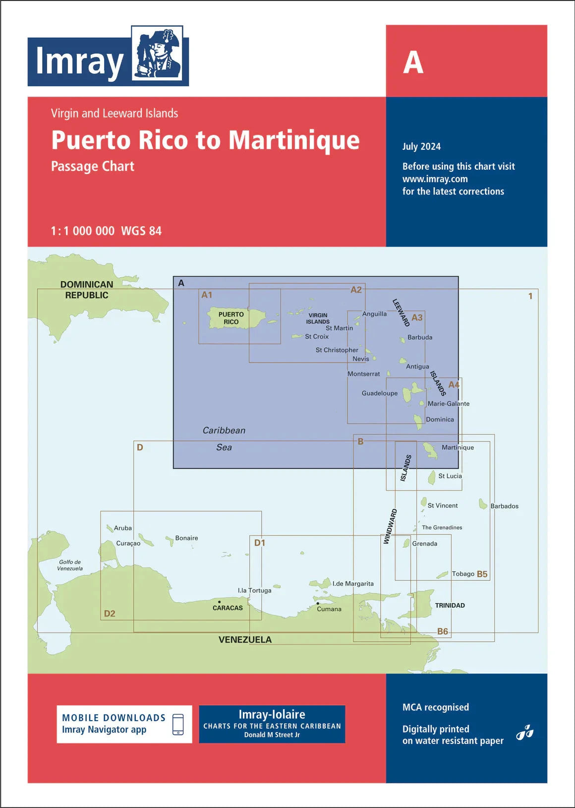 Carte marine A - Puerto Rico to Martinique 1/1M | Imray carte marine Imray 