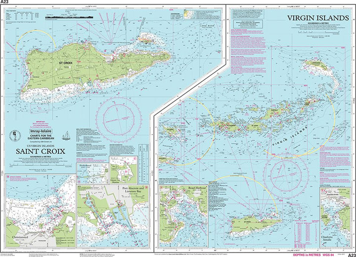 Carte marine A23 - Îles Vierges et Sainte-Croix | Imray - 1:285 000 carte marine Imray