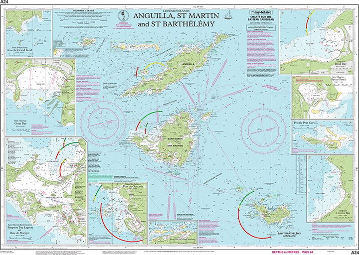 Carte marine A24 - Anguilla, Saint-Martin et Saint-Barthélemy | Imray - 1:100 000 carte marine Imray