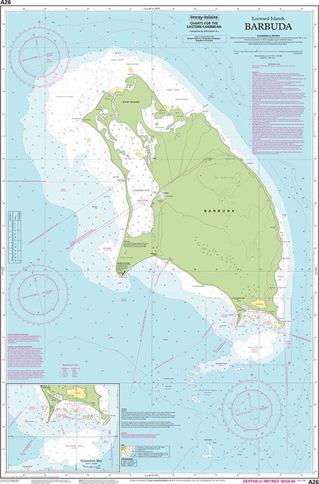 Carte marine A26 - Barbuda | Imray - 1:45 000 carte marine Imray
