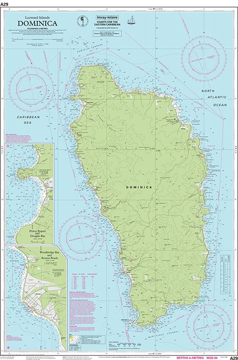 Carte marine A29 - Dominique | Imray - 1:75 000 carte marine Imray