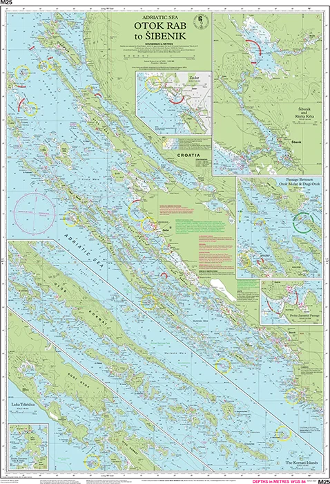 Carte marine Adriatique Imray M25 - Rab à Šibenik (1:220 000) carte marine Imray 