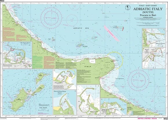 Carte marine Adriatique sud Imray M32 - Côte est Italie (1:325 000) carte marine Imray 