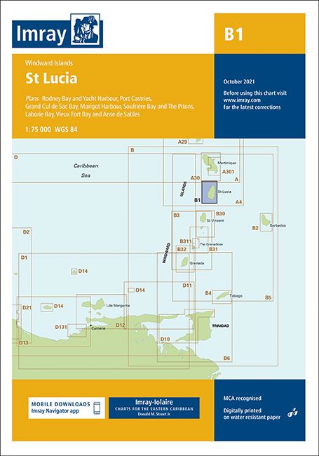 Carte marine B1 - Sainte-Lucie | Imray - 1:75 000 carte marine Imray