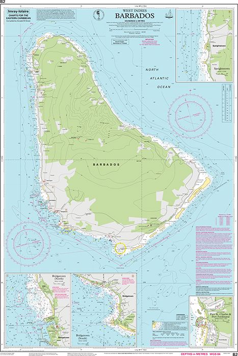 Carte marine B2 - Barbade | Imray - 1:60 000 carte marine Imray