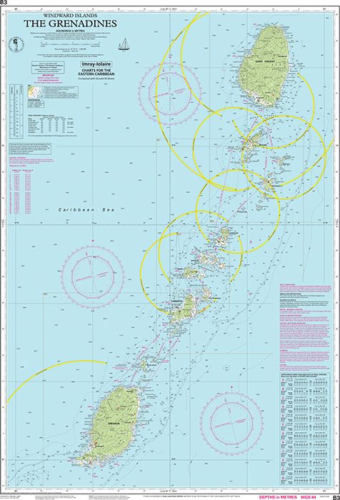 Carte marine B3 - Les Grenadines, de Saint-Vincent à la Grenade | Imray - 1:200 000 carte marine Imray