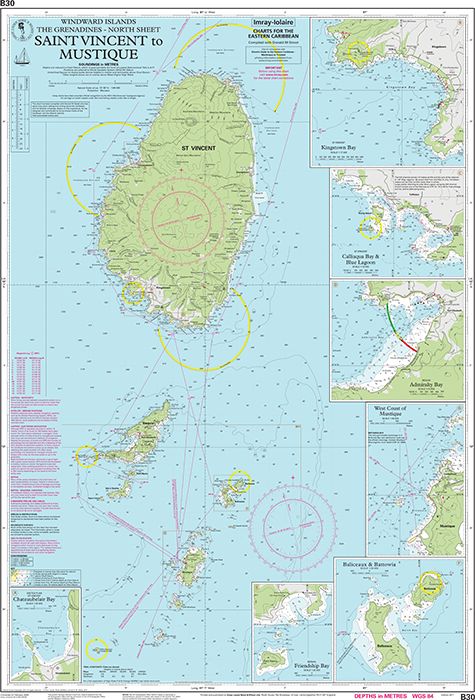 Carte marine B30 - De Saint-Vincent à Mustique (Grenadines nord) | Imray - 1:90 000 carte marine Imray